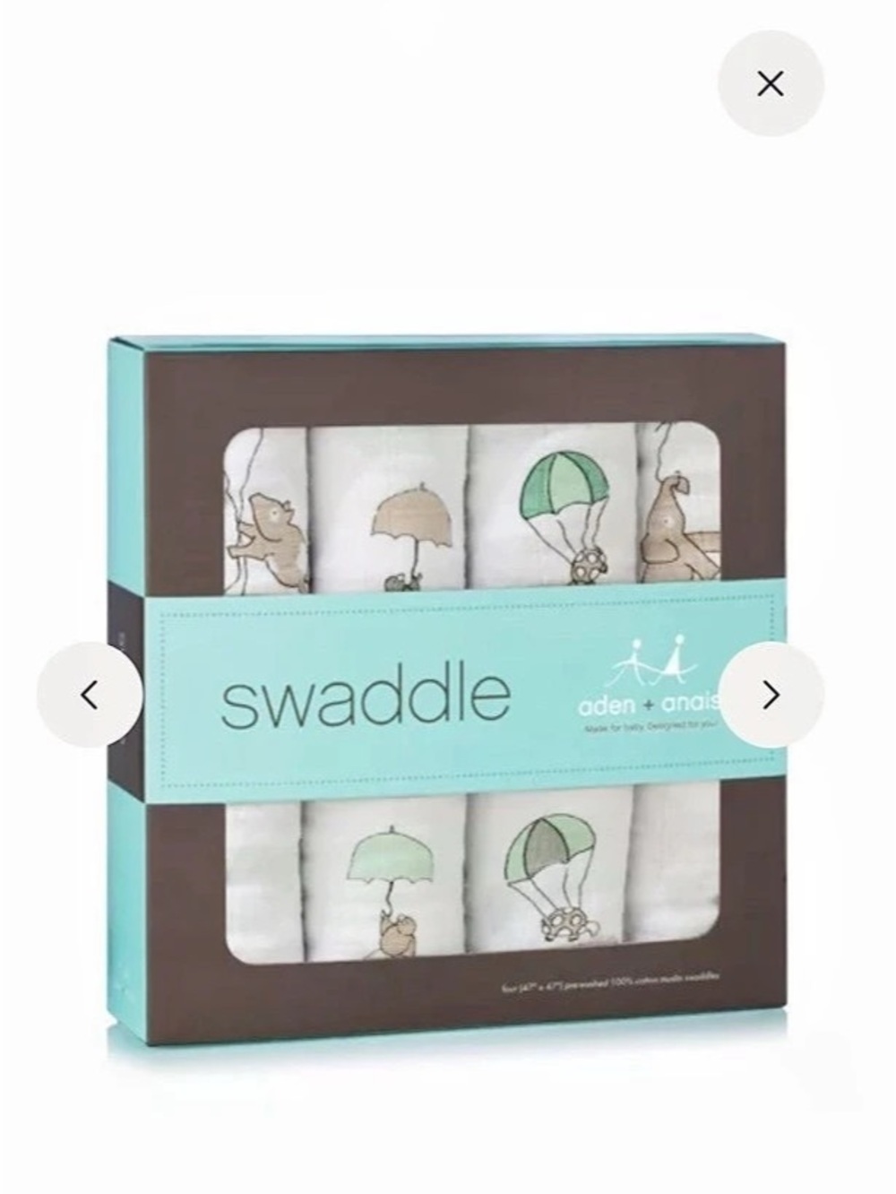 Aden & Anais Swaddle Designs Muslin Swaddles in White & Green